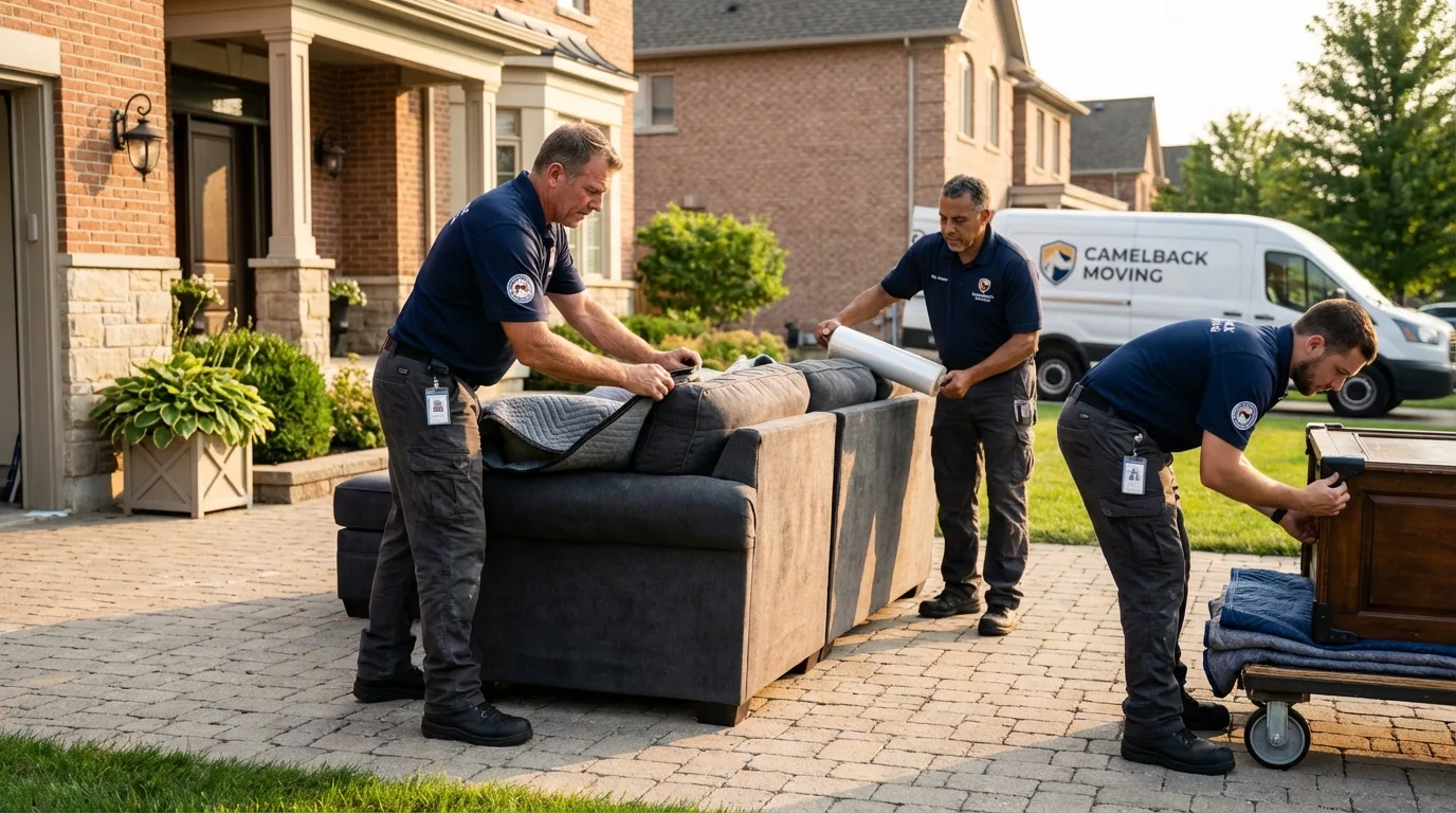 Large estate moving crew wrapping furniture in Winnsboro, TX